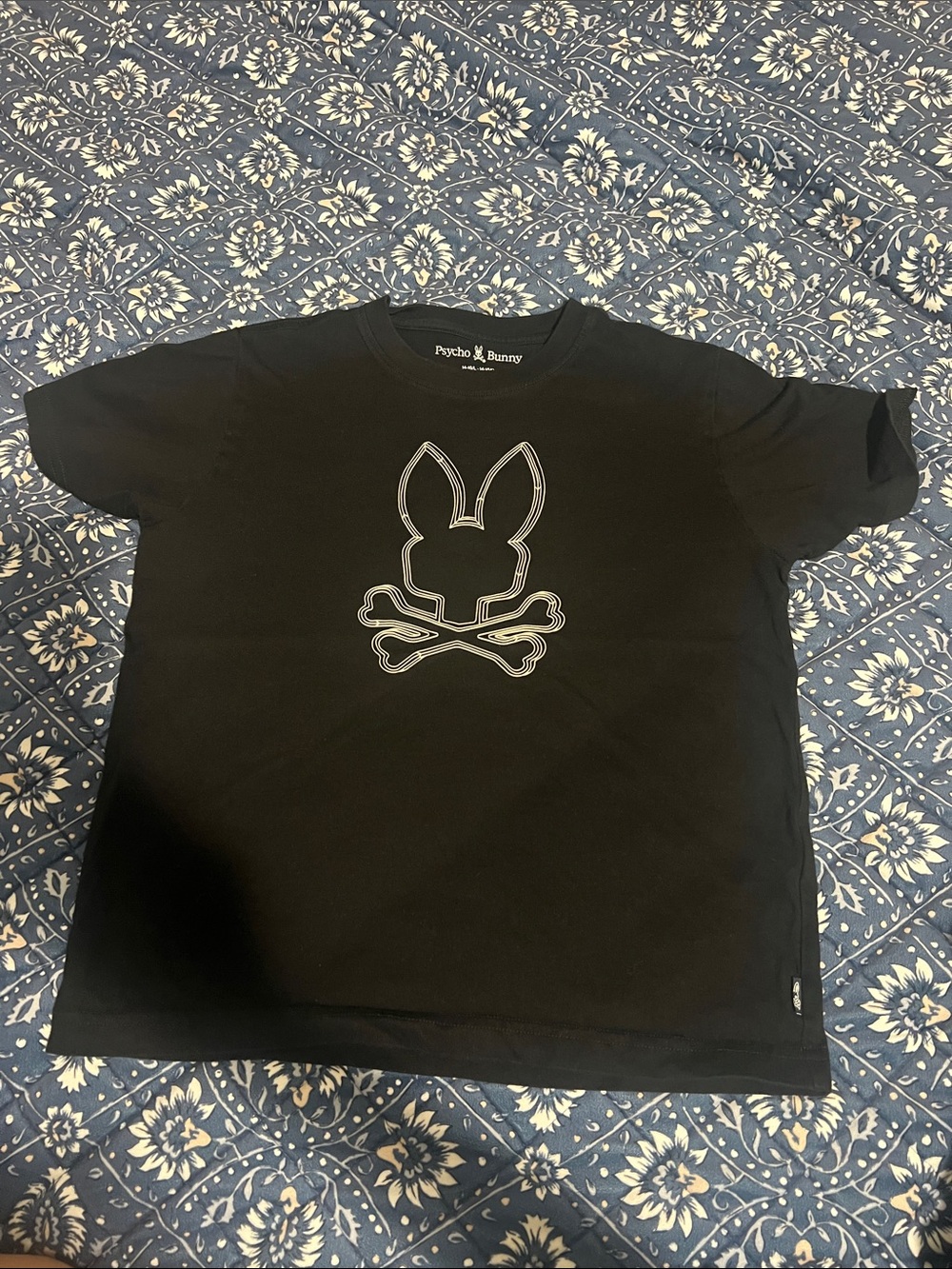 Psycho Bunny Black Tee with Silver Outlined Logo
